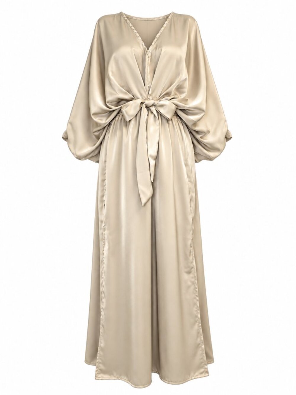 Satin Look Batwing Sleeve Maxi Dress Open Back New